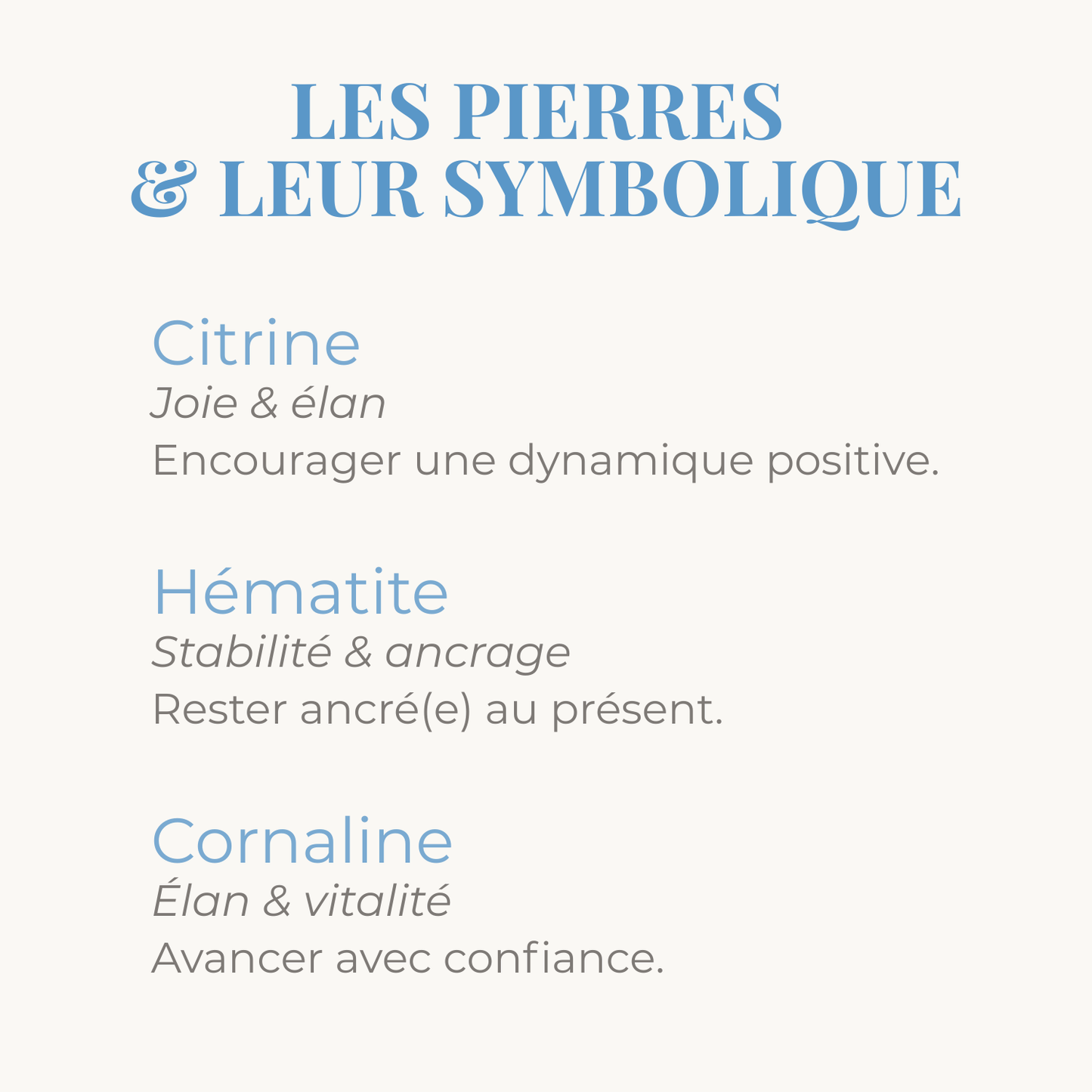 Citrine Hématite Cornaline , symbolique des pierres