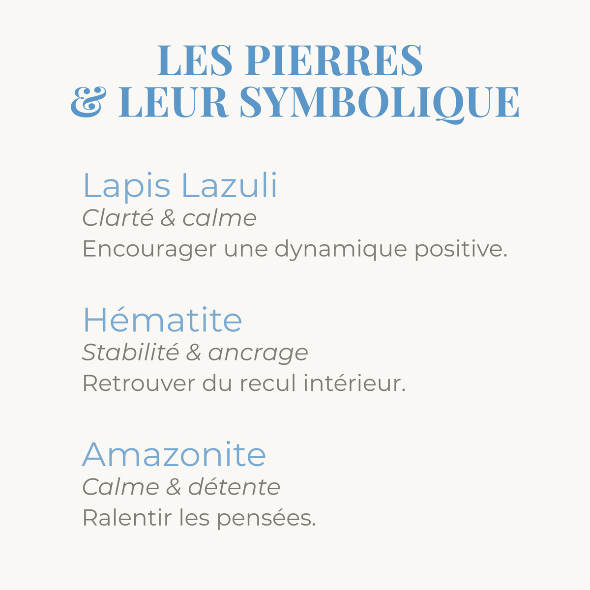 Lapis Lazuli Hématite Amazonite, symbolique des pierres