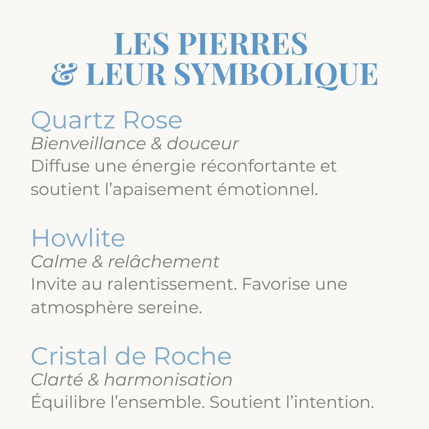 Symbolique des pierres de quartz rose, howlite et cristal de roche, du bracelet.