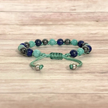 Fermeture du bracelet Alignement doux avec perles en acier inoxydable couleur argent et cordon ajustable