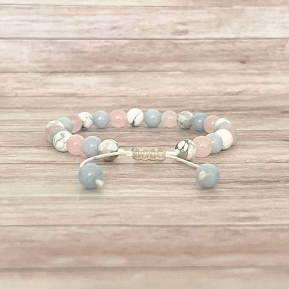 Bracelet bien-être en Quartz Rose et Aigue Marine fait main