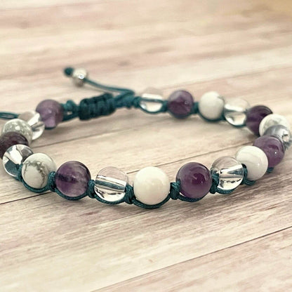 Bracelet lithothérapie en Améthyste aux tons doux et naturels