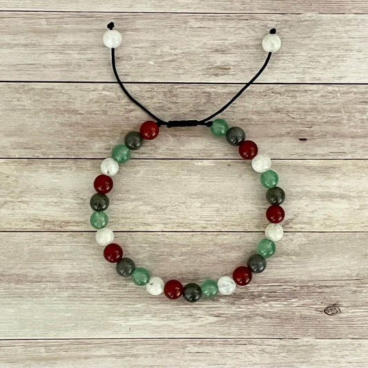 Bracelet en pierre de lune labradorite aventurine cornaline, thème parcours PMA