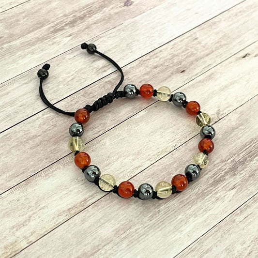 Bracelet Élan nouveau en Cornaline, Citrine et Hématite vue de présentation
