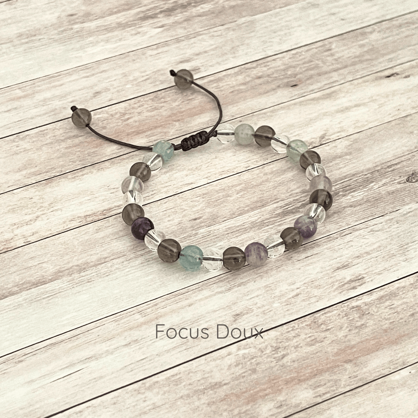 Bracelet Focus Doux en fluorite, quartz fumé et cristal de roche