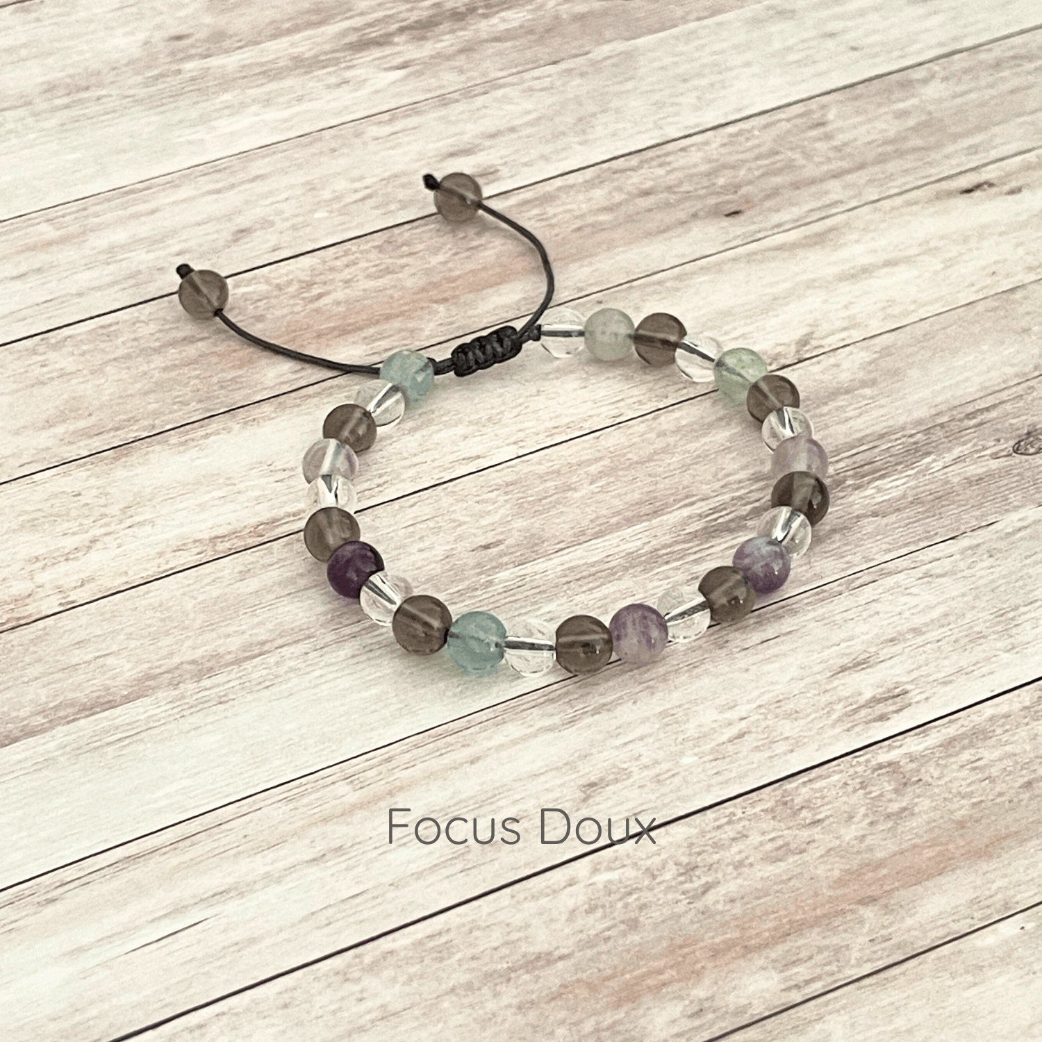 Bracelet Focus Doux en fluorite, quartz fumé et cristal de roche