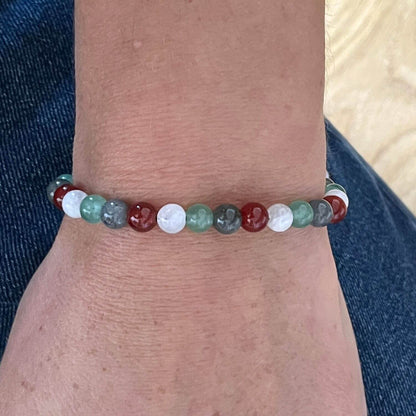 Bracelet pierres naturelles pour femme avec pierre de lune, labradorite, aventurine et cornaline