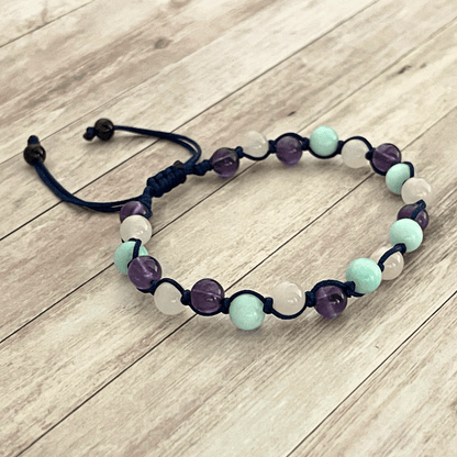 Bracelet sur mesure en pierres naturelles, cordon de couleur au choix, bijou personnalisé fait main