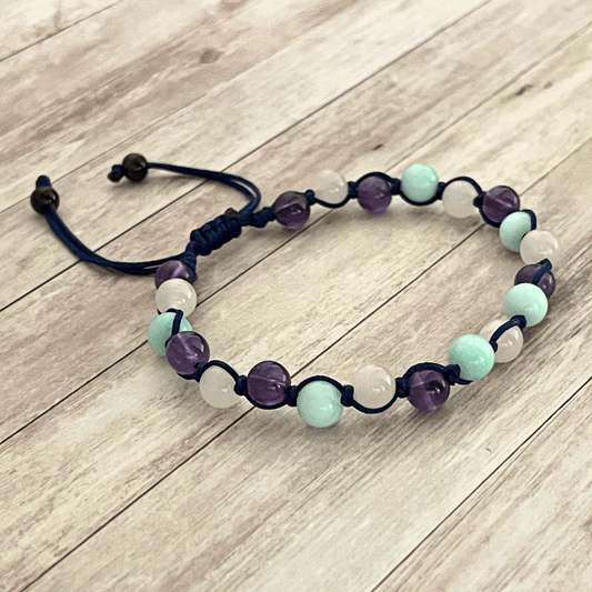 Bracelet sur mesure en pierres naturelles, cordon de couleur au choix, bijou personnalisé fait main