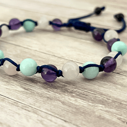Bracelet en pierres naturelles personnalisable, taille sur mesure, cordon réglable coloris au choix, bijou à offrir