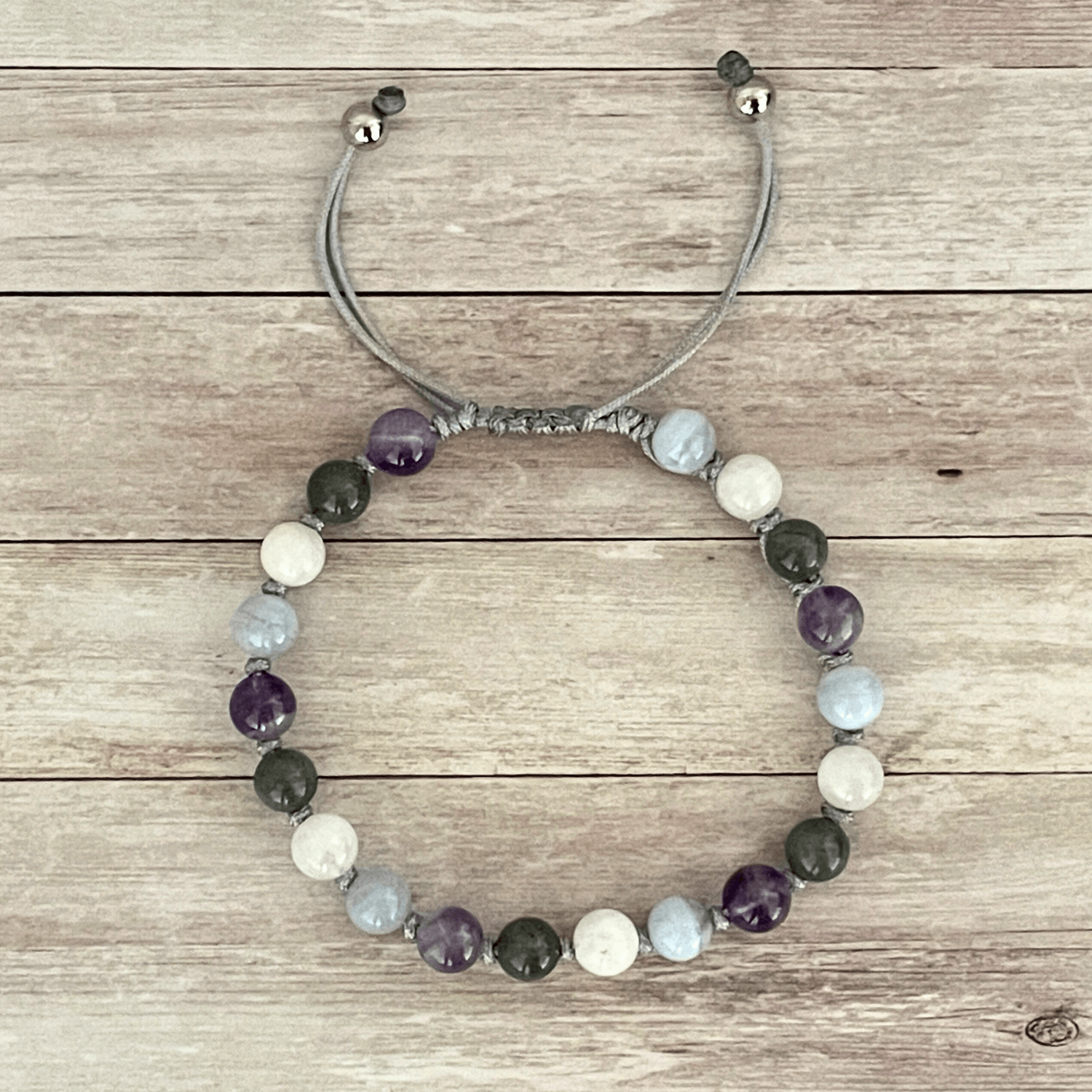 Bracelet personnalisé en pierres naturelles, cordon de couleur au choix, taille adaptée à votre poignet