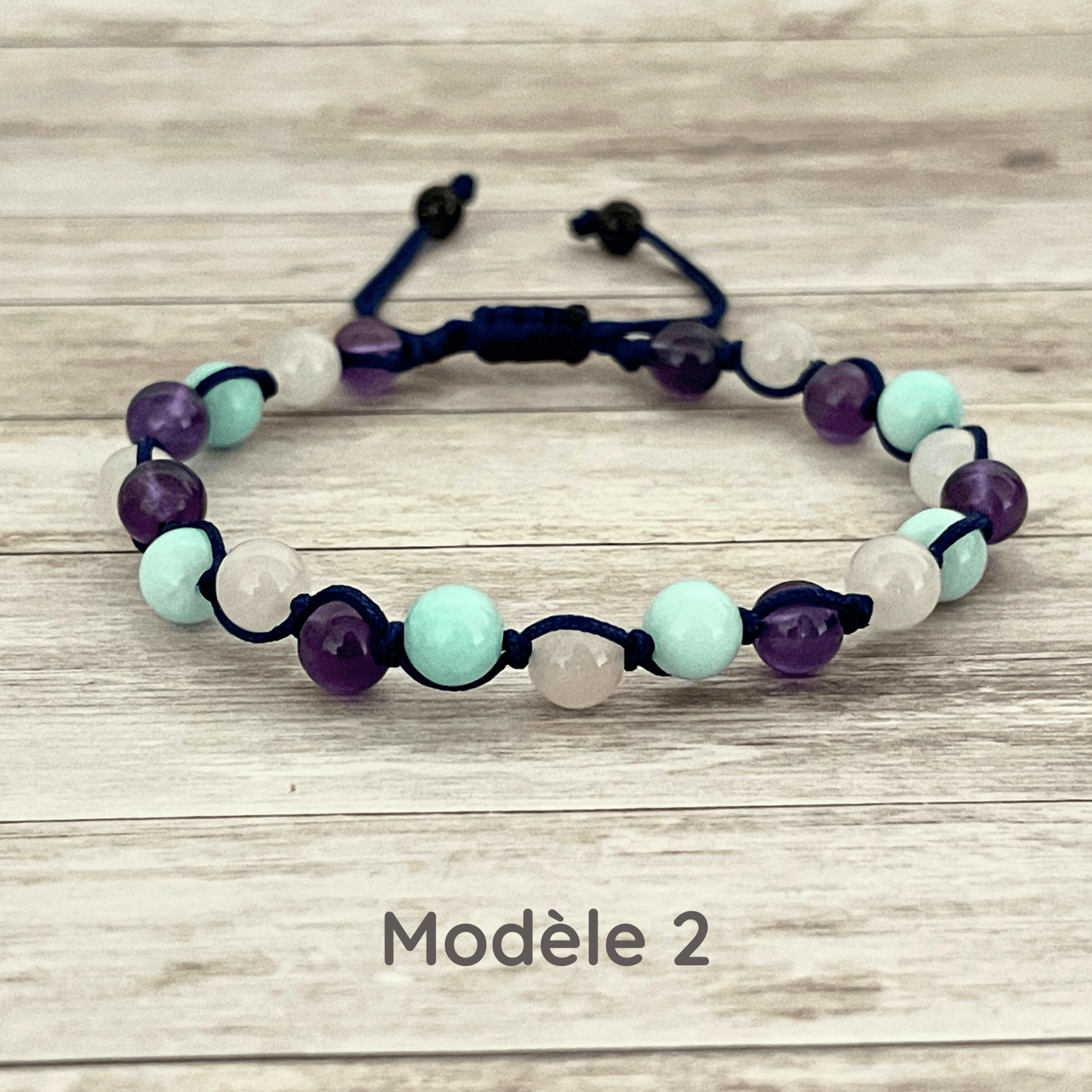 Bracelet personnalisable en pierres naturelles, cordon ajustable couleur au choix, création sur mesure pour poignet ou cheville