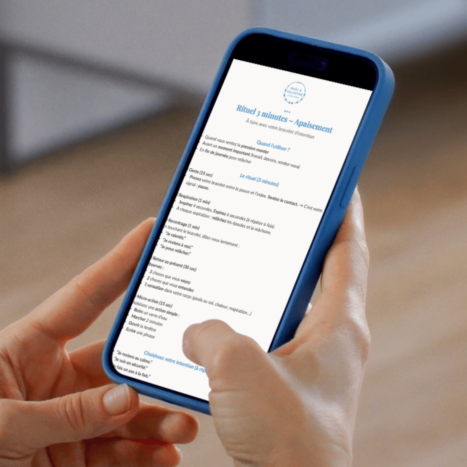 mockup de notre PDF Rituel 3 min Apaisement