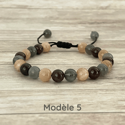 Bracelet personnalisable en pierres naturelles, choix des pierres et couleur du cordon, création sur mesure