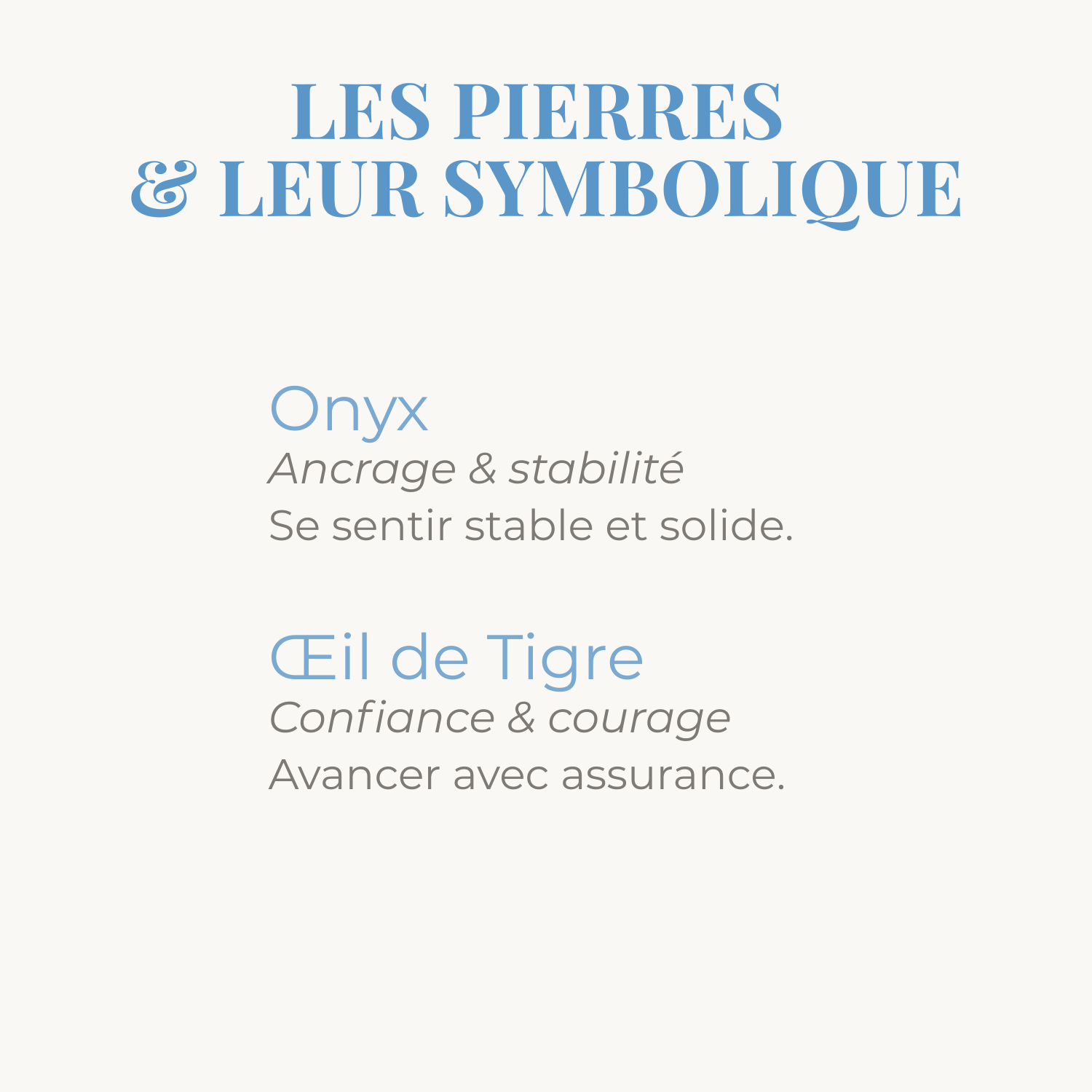 symbolique des pierres d'onyx et oeil de tigre du bracelet