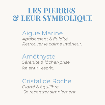 Aigue Marine Améthyste Cristal de Roche, symbolique des pierres