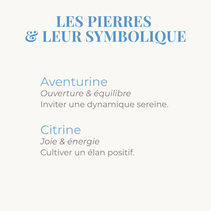 symbolique des pierres de citrine et aventurine du bracelet