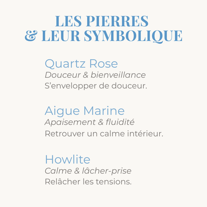 Aigue Marine Howlite Quartz Rose, symbolique des pierres