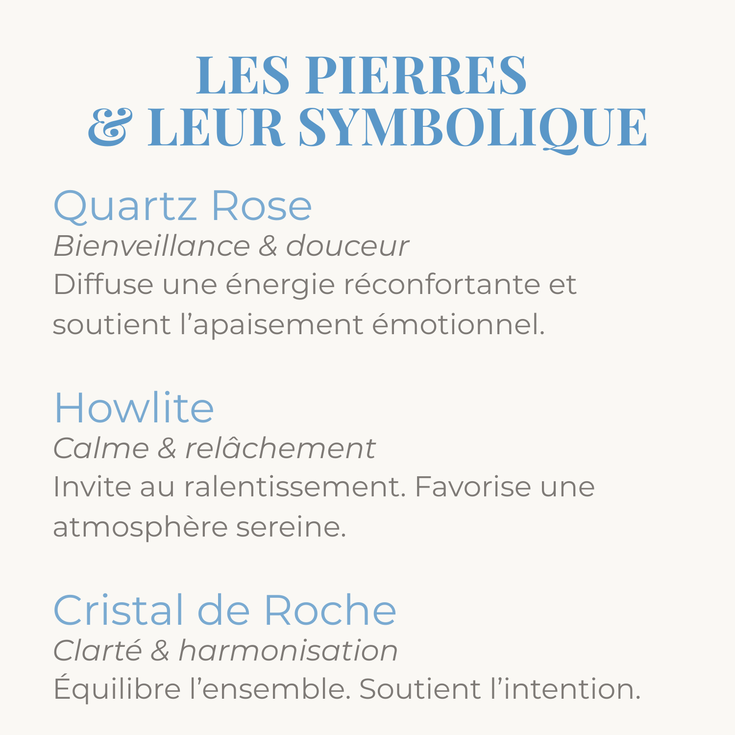 Symbolique des pierres de quartz rose, howlite et cristal de roche, du bracelet.