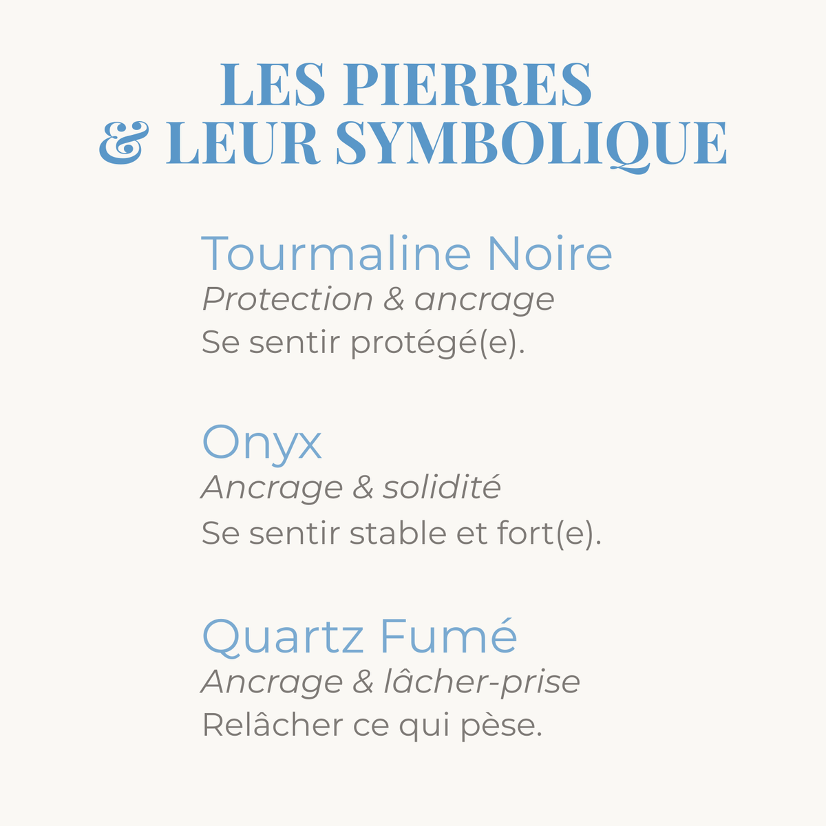 Tourmaline noire Quartz Fumé Onyx, symbolique des pierres
